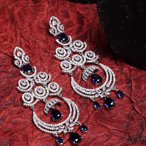 Floral Shaped Diamond Dangle Chandelier Earring